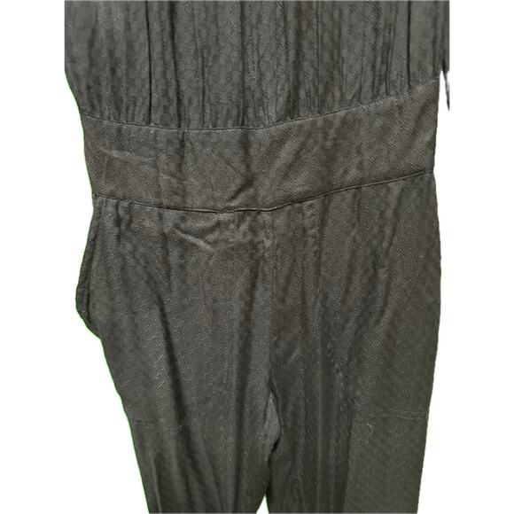 Flannel Black Long Sleeve Jumpsuit with Smocked Waist - Size 1 Small NWT - Picture 4 of 14